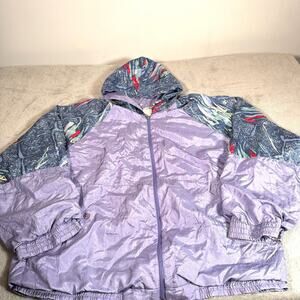Vintage Zakko Mens Windbreaker Jacket Size L 90s Lilac Funky Street Sporty Retro